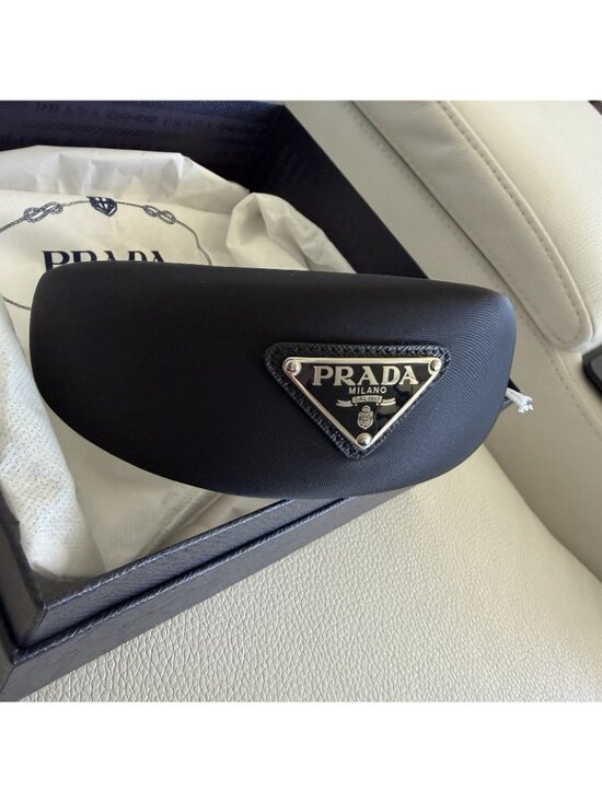 NWT PRADA Triangle logo hair accessory Hair band head band Nylon Black main image 9